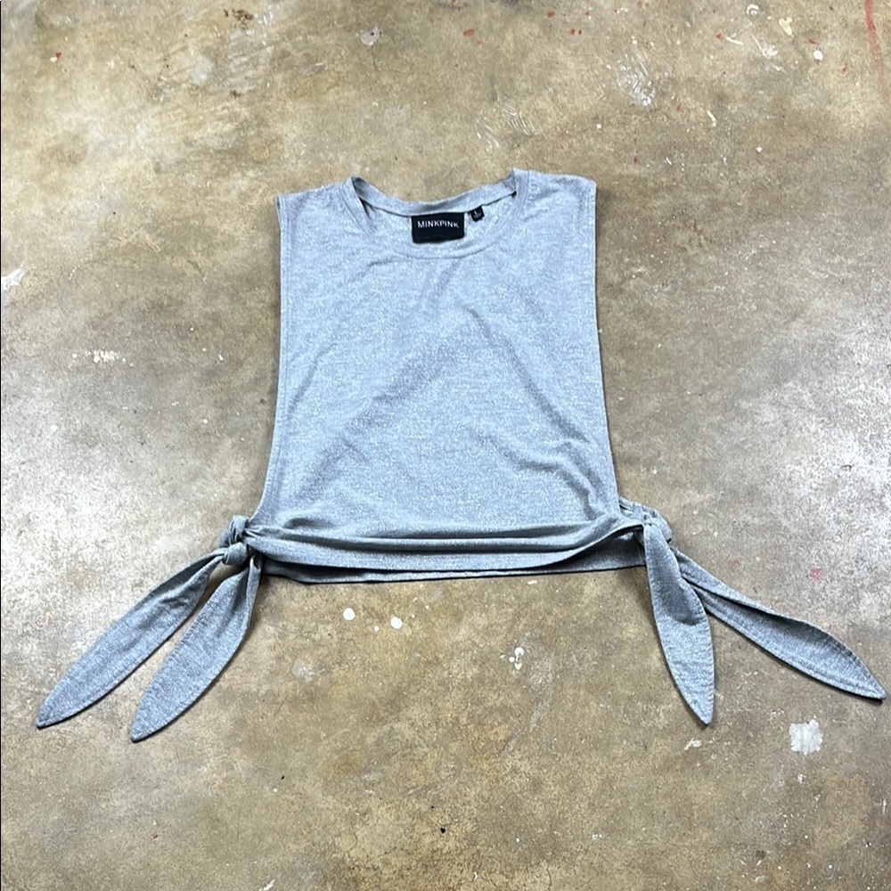 Mink Pink Silver Sleeveless Muscle Tee with Ties 
Size: Large